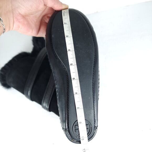 Tory Burch Women's Jaden US8 Black Rabbit Fur Lined Leather Suede Winter Boots - Picture 11 of 16